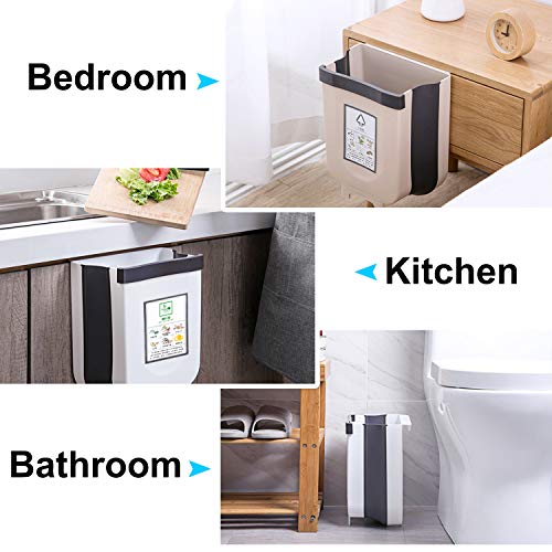 Arvioo Cubos de Basura Plegable Bote de Basura Colgante Basurero Plegable Basura Extraible para la Cocina, Dormitorio y Coche, Marrón