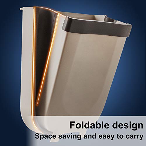 Arvioo Cubos de Basura Plegable Bote de Basura Colgante Basurero Plegable Basura Extraible para la Cocina, Dormitorio y Coche, Marrón