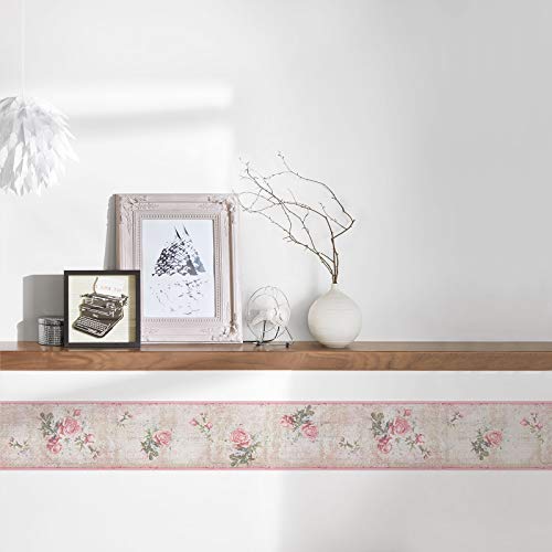 A.S. Création cenefa autoadhesivo Stick Ups 2 beige verde rosa 5,00 m x 0,13 m 312051