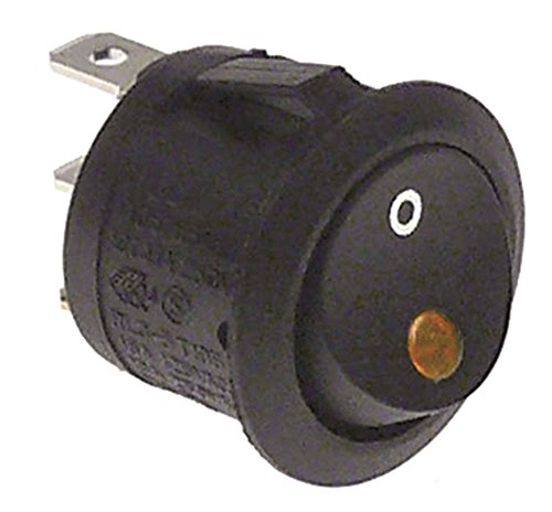 Ascaso Interruptor basculante 20 mm para molinillo de café I2, I2D, I1, I1D 1 polo 250 V 1 NO conector amarillo enchufe plano 4,8 mm iluminado 6 A