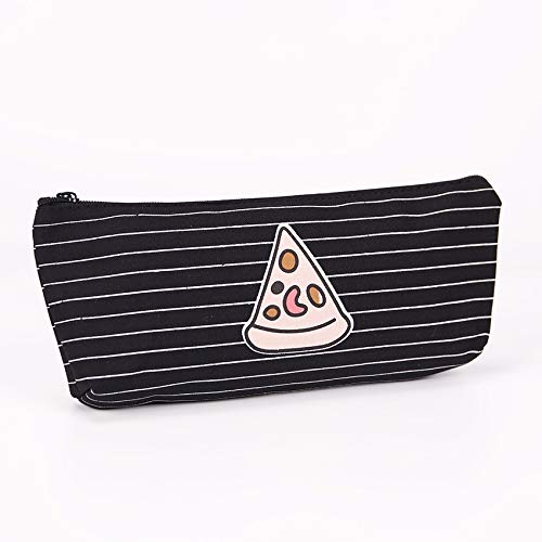 ASCZFAS bolsa de lápiz Comida encantadora Pizza Fries Lienzo Estuche de Lápiz Kawaii Papelería Organizador de Almacenamiento Bolsa de Suministros de Oficina Escolar Escolar Papelaria Pizza