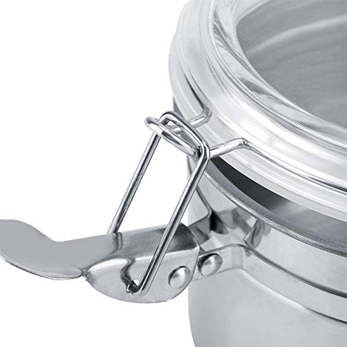 ASHATA Botes Cocina Hermético,Contenedor de Café de Acero Inoxidable, Food Storage Container con Tapa Transparente para Coffee,Té,azúcar,Frijoles,Nueces,etc.(M (1100ml))