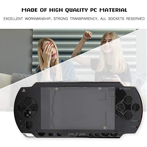 ASHATA Reemplazo de Cubierta Completa de la Carcasa para la Consola de Juegos Sony PSP 1000, Protección Fuerte Cáscara Antideslizante con Kit de Botones (Negro)