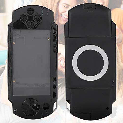 ASHATA Reemplazo de Cubierta Completa de la Carcasa para la Consola de Juegos Sony PSP 1000, Protección Fuerte Cáscara Antideslizante con Kit de Botones (Negro)