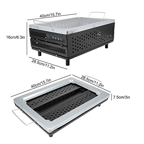 Asixx Parrilla eléctrica al Aire Libre, cerámica Japonesa Hibachi BBQ Parrilla de Mesa Yakitori Barbacoa Barbacoa de carbón 40CM Acampar, picnics, Playa