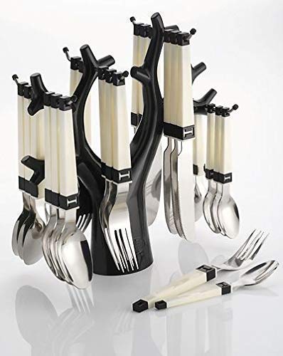 ASP Online Traders Juego de Cubiertos de Acero Inoxidable de 24 Piezas con diseño de árbol Colgante para Utensilios de Almacenamiento de Cocina, Carrito de Cubiertos