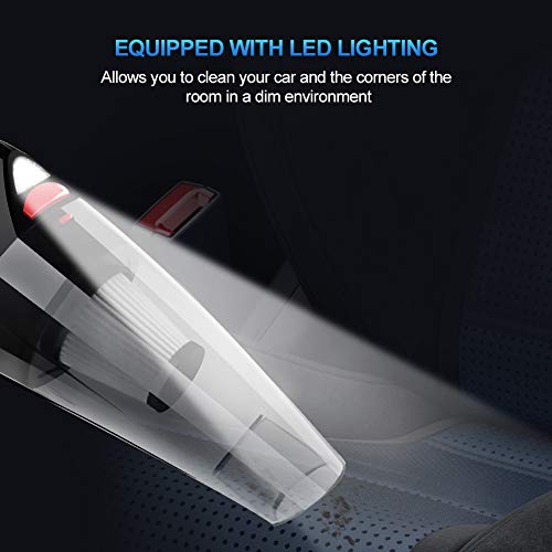Aspirador de Mano RIKIN 8500PA 120W Aspiradora de Coche Sin Cable Carga Rápida Potente Filtro de Acero Inoxidable Accesorio Completo y Bolsa de Transporte para Hogar y Coche