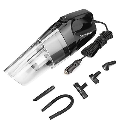 Aspiradora de Mano, CORUX 150W Aspiradora de Coche, 12V, 3500PA, con Filtro de Acero Inoxidable, 3 Cepillos y Bolsa de Transporte, Succión Potente