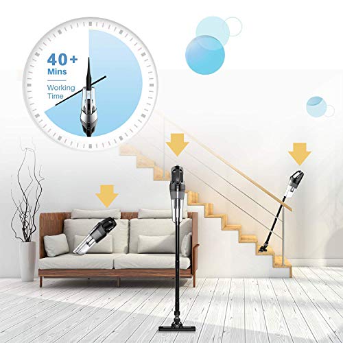 Aspiradora Mano, ONEDAY 6en1 Aspirador sin Cable sin Bolsa Seco Tecnología Ciclónica Recargable Vacío Ciclónico 4000mAh Battery Li-ion Técnica de para Inicio/Coche/Pelo de Mascota, ect - Negro