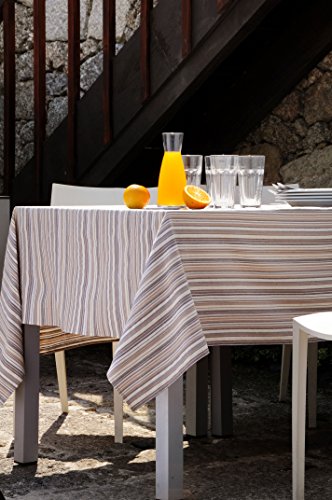 atenas home textile Mantel Antimanchas Ibiza 50% algodón 50% poliéster con protección de Resina y Teflón de Dupont(R) (Redondo, Beige)