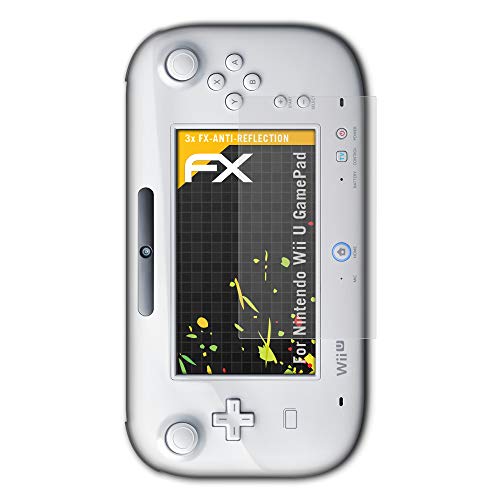 atFoliX Película Protectora compatible con Nintendo Wii U GamePad Lámina Protectora de Pantalla, antirreflejos y amortiguadores FX Protector Película (3X)