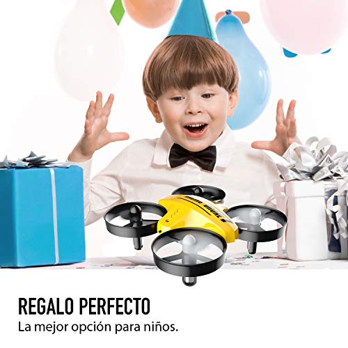 ATOYX Mini Drone, AT-66C RC Drone Niños 3D Flips, Modo sin Cabeza, Estabilización de Altitud, 3 Modos de Velocidad, 4 Canales 6-Ejes, 2 Baterías, Regalo para Niños y Principiantes (Amarillo)