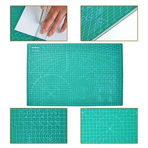 ATPWONZ A3 Alfombrilla de Corte Multifuncional - 5 Capas de Sándwich Núcleo PVC Superficie de Autocuración Corte Doble Cara Impresión 30 x 45 cm (Verde)