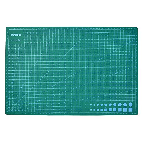 ATPWONZ A3 Alfombrilla de Corte Multifuncional - 5 Capas de Sándwich Núcleo PVC Superficie de Autocuración Corte Doble Cara Impresión 30 x 45 cm (Verde)