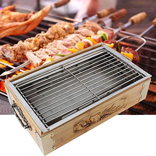 Atyhao Hogar Parrilla de Barbacoa al Aire Libre Herramientas de Cocina portátiles de Barbacoa Cuadrada Bandeja de Horno de carbón Cestas de Parrilla