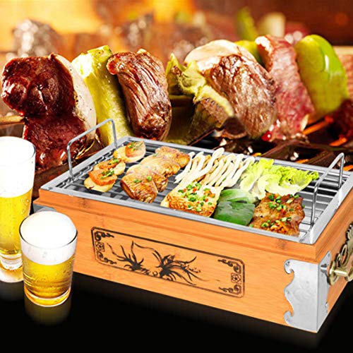 Atyhao Hogar Parrilla de Barbacoa al Aire Libre Herramientas de Cocina portátiles de Barbacoa Cuadrada Bandeja de Horno de carbón Cestas de Parrilla