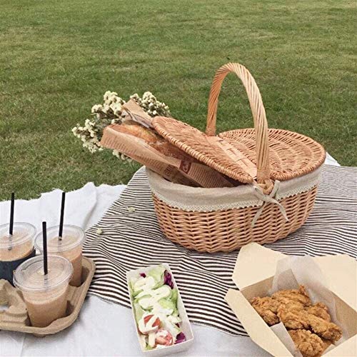 Auart YiLei-LL Cesta Pan, Preparación de Picnic, Cesta de Compras, cestas de Mimbre Tejidas a Mano, Verduras de Picnic de Comida Cesta de Fruta,Cesta  Pan  Rustico (Color : C. 40x30x20cm)