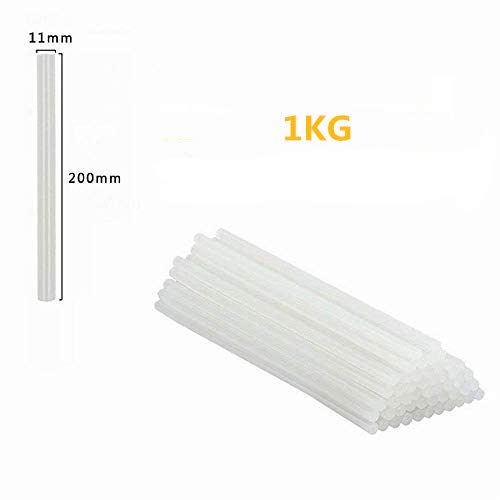 AUFUN Barras de cola 11mm x 200mm Barras de pegamento caliente 50 Piezas Barra Silicona Palos de repuesto para pistola - Semi-transparente, 1KG