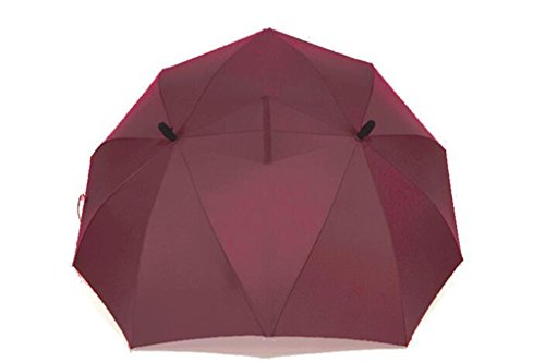 Aumentar el paraguas del marido y de la esposa paraguas doble Paraguas del paraguas de la madre paraguas Parasol largo del paraguas de la manija Parasol asoleado ( Color : Vino rojo )