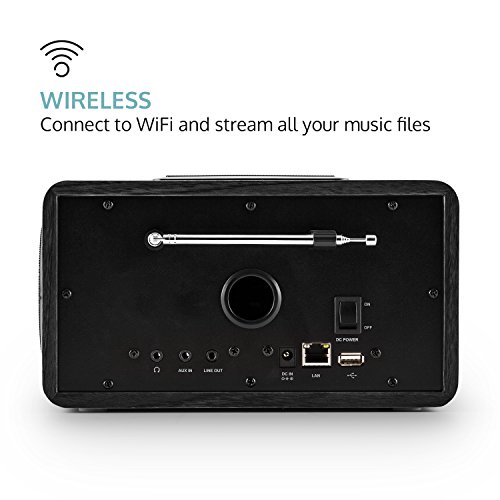 Auna Connect 150 BK - Radio Internet 2.1, Digital, WLAN, Spotify, Sintonizador Dab/Dab+/FM con RDS, WiFi, Entrada AUX, Puerto MP3-USB, Despertador, Altavoz Banda Ancha, Modo sueño, Negro