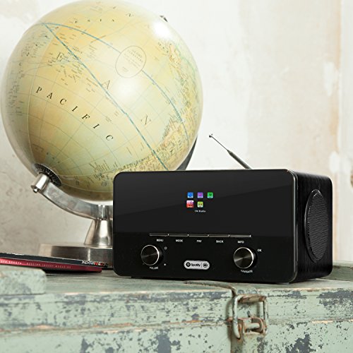 Auna Connect 150 BK - Radio Internet 2.1, Digital, WLAN, Spotify, Sintonizador Dab/Dab+/FM con RDS, WiFi, Entrada AUX, Puerto MP3-USB, Despertador, Altavoz Banda Ancha, Modo sueño, Negro