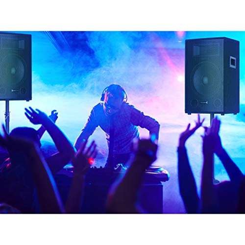 auna Cube 1512 Classic Set PA Activo - Potencia Pico 1200W, Sonido 2.1, Subwoofer, Graves y Agudos Regulables, Driver dinámico, biamplificación, Negro