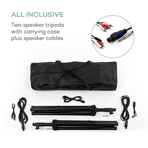 Auna Cube 1812 - Equipo de PA 2.1, 1600 W de Potencia Total, Subwoofer de 46 cm, 2 Altavoces de 30 cm, Tecnología para biamplificar, Eco, Control de Graves y Agudos, Incluye Accesorios, Negro