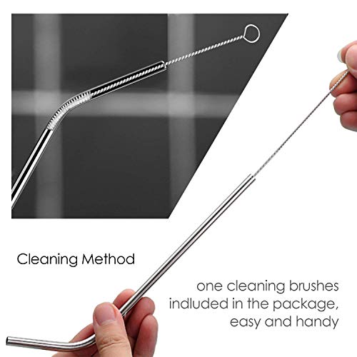 AUNEK Pajitas Reutilizables de Acero Inoxidable, Set de 16 Tubo Metal con 4 Cepillos de Limpieza y Bolsa, Pajitas para Beber Ecológicas sin Plástico para Batidos, Jugos y Bebidas Calientes, 20/30 oz