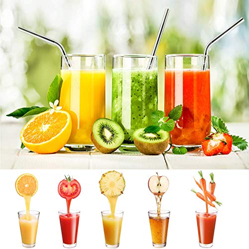 AUNEK Pajitas Reutilizables de Acero Inoxidable, Set de 16 Tubo Metal con 4 Cepillos de Limpieza y Bolsa, Pajitas para Beber Ecológicas sin Plástico para Batidos, Jugos y Bebidas Calientes, 20/30 oz