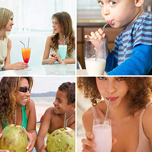 AUNEK Pajitas Reutilizables de Acero Inoxidable, Set de 16 Tubo Metal con 4 Cepillos de Limpieza y Bolsa, Pajitas para Beber Ecológicas sin Plástico para Batidos, Jugos y Bebidas Calientes, 20/30 oz