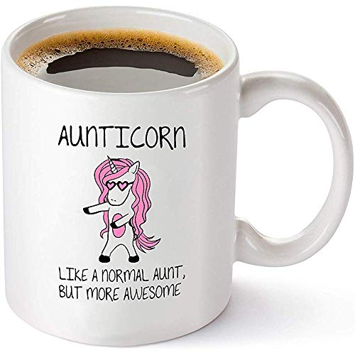 Aunticorn Funny Coffee Mug Los mejores regalos de tía Ever de sobrina o sobrino Regalo de cumpleaños o día de la madre para tías Taza de té de 11 oz Blanco