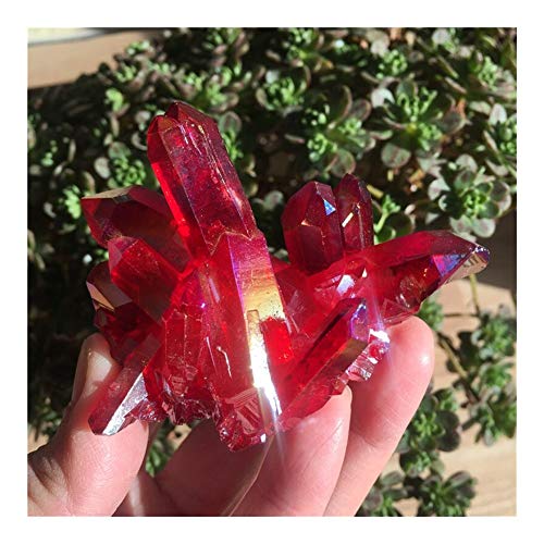 Aura Crystal Cluster Ángel Aura de Titanio de Cristal de Cuarzo Impresionante Arco Iris de muestras minerales Reiki (Color : Colorful, Size : 120 140g)