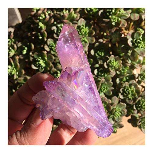 Aura Crystal Cluster Ángel Aura de Titanio de Cristal de Cuarzo Impresionante Arco Iris de muestras minerales Reiki (Color : Colorful, Size : 120 140g)