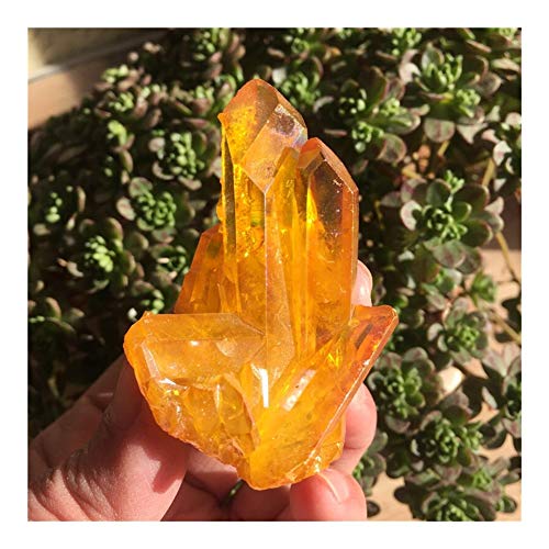 Aura Crystal Cluster Ángel Aura de Titanio de Cristal de Cuarzo Impresionante Arco Iris de muestras minerales Reiki (Color : Colorful, Size : 120 140g)