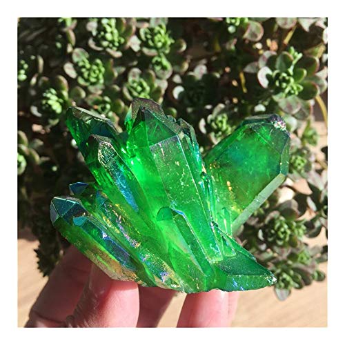 Aura Crystal Cluster Ángel Aura de Titanio de Cristal de Cuarzo Impresionante Arco Iris de muestras minerales Reiki (Color : Colorful, Size : 120 140g)