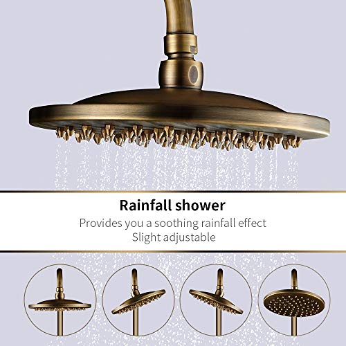 AuraLum Retro Conjunto de Ducha Monomando, Set de Ducha Extensible con Mano de Ducha+ Rociador Ducha Lluvia, Cobre Antiguo