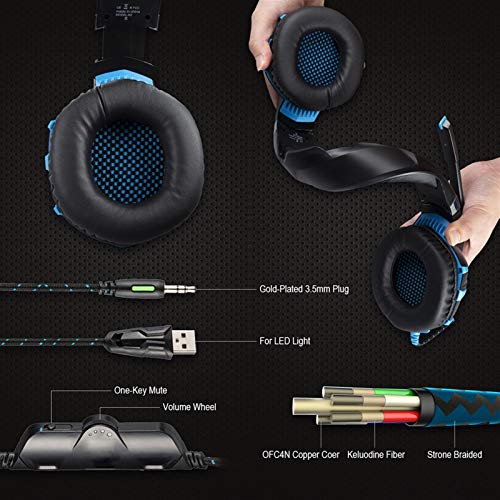Auricular for juegos con sonido envolvente 7.1 Reducción de ruido del micrófono y USB con alimentación ligera llevada con cable estéreo 3D PS4 auricular for juegos for PC Xbox One / ordenador portátil