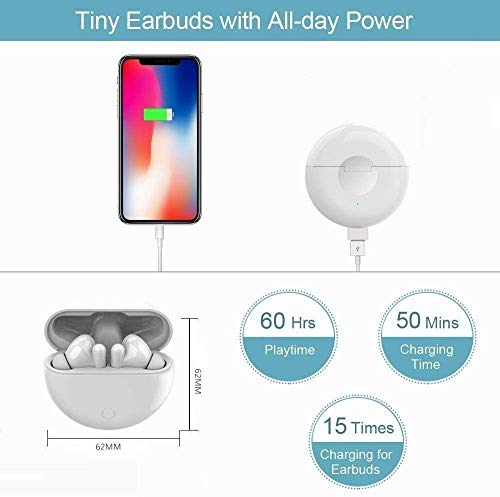 Auriculares Inalámbricos Bluetooth 5.0, Auriculares Bluetooth con Estuche de Carga Portátil, 8 Horas de reproducción, cancelacion,Auriculares Deportivos para Android/iPhone/Samsung/AirPods/Huawei