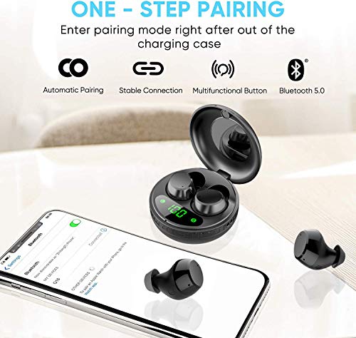 Auriculares Inalambricos, Motast Auriculares Bluetooth 5.0 con Microfono Mini TWS Estéreo Cascos In-Ear, IP7 Impermeable, con Caja de Carga Portátil, Reproducción de 35 Horas para iPhone y Android