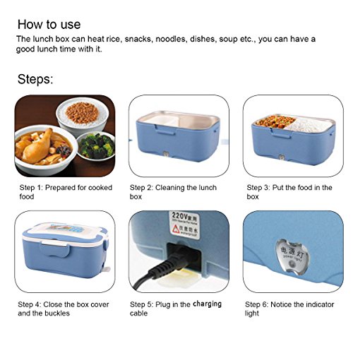 AUTOPkio Caja de Almuerzo Eléctrica de Camión, Calentadores Eléctricos Portátiles, 24V 35W Calentador de Alimentos Para Camión Caja de Almuerzo de Conductor 1.5L Calefacción de Recipiente Bento