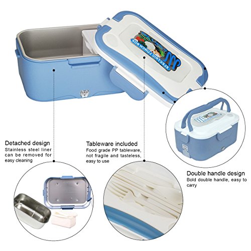 AUTOPkio Caja de Almuerzo Eléctrica de Camión, Calentadores Eléctricos Portátiles, 24V 35W Calentador de Alimentos Para Camión Caja de Almuerzo de Conductor 1.5L Calefacción de Recipiente Bento