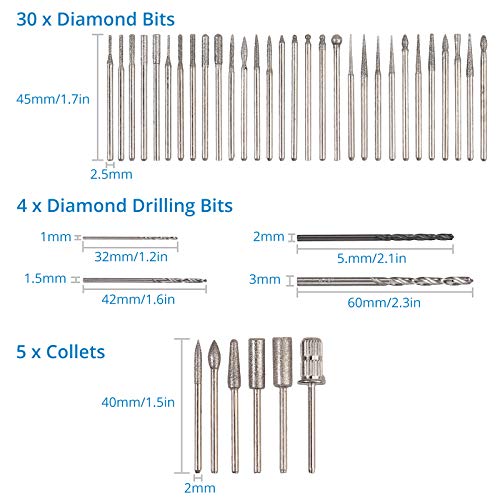 AUTOUTLET Grabador Eléctrico, 130 Kit de Micro Grabador con 30 Agujas de Pulir, 12 Armaduras, 24 Plantillas, 64 Accesorios de Pulido, Mini Bolígrafo Grabado para Joyería Diamante Madera Vidrio Metal