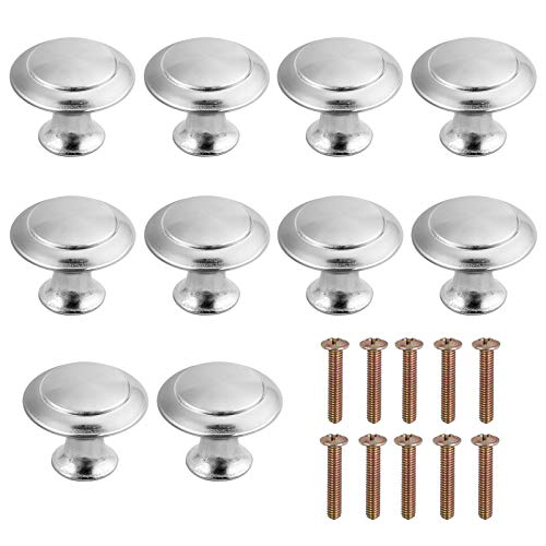 AUTOUTLET Pomo de armario, Pomos Redondos, 10 x Tirador de Cocina, Tiradores Muebles para Armario, Puerta Armario, Gabinete, Cajón, Puertas de Muebles, Zapateros, Cajas, Estanterías, Plata.