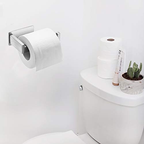 Auxmir Portarrollos Baño, Portarrollo Papel Higiénico de Acero Inoxidable 304, Soporte Papel Higiénico Autoadhesivo, Porta Rollo para Baños y Cocinas, Plata