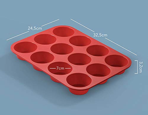AVANA - Bandeja de silicona para 12 muffins sin BPA, antiadherente, molde para magdalenas y magdalenas
