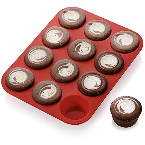 AVANA - Bandeja de silicona para 12 muffins sin BPA, antiadherente, molde para magdalenas y magdalenas