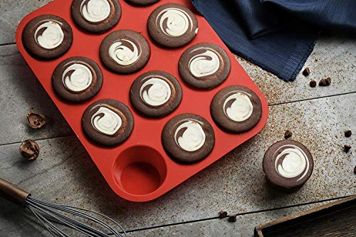 AVANA - Bandeja de silicona para 12 muffins sin BPA, antiadherente, molde para magdalenas y magdalenas