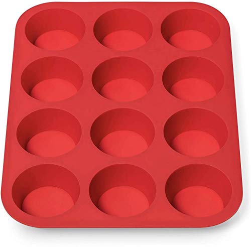 AVANA - Bandeja de silicona para 12 muffins sin BPA, antiadherente, molde para magdalenas y magdalenas