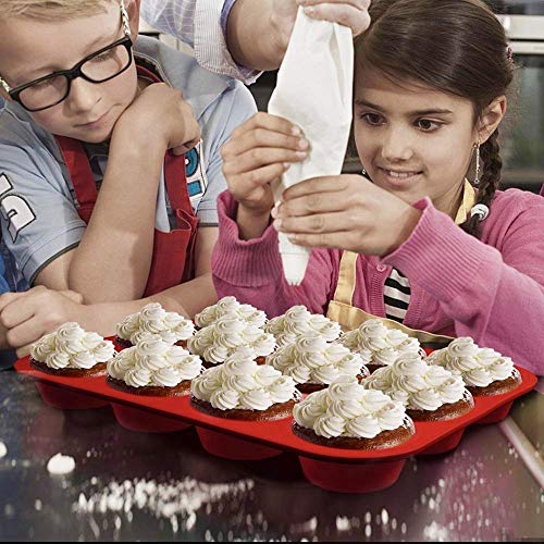 AVANA - Bandeja de silicona para 12 muffins sin BPA, antiadherente, molde para magdalenas y magdalenas