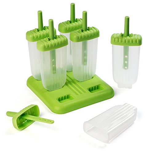 Avana Formas 6 pieza de helados de hielo reutilizables Formas helado soporte Agua Hielo Silicona Piruletas de hielo para niños y adultos sin BPA – Verde